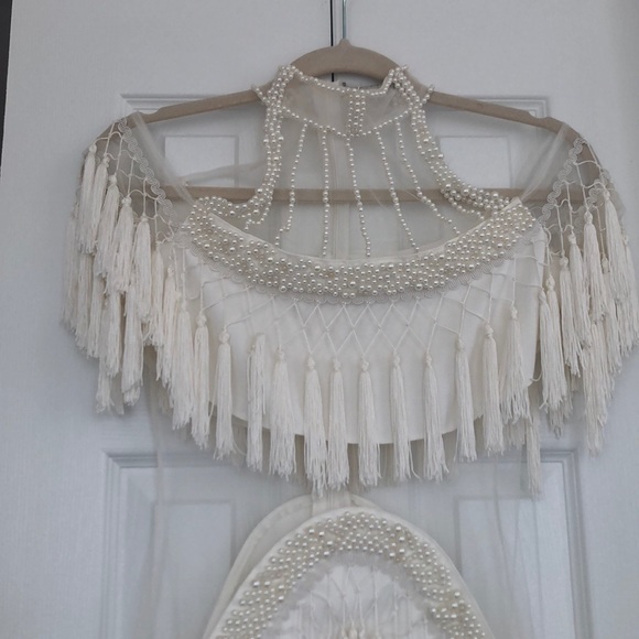 Showstopper pearl mesh tassel dress white medium - Picture 2 of 6